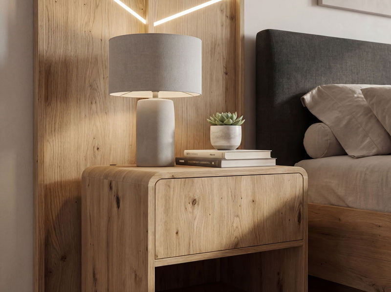 Nachttisch Eiche Dekor Wohnling mit Schublade fürs Boxspringbett