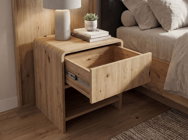 Nachttisch Eiche Dekor Wohnling mit Schublade fürs Boxspringbett