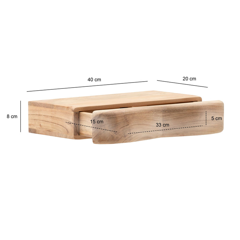 Nachtkonsole Akazie Massivholz mit Schublade, Wand-Nachttisch