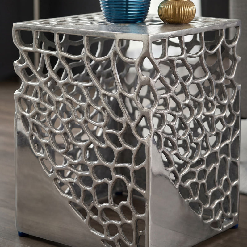 Beistelltisch Aluminium 2er-Set Silber – Design-Satztisch Wohnzimmer