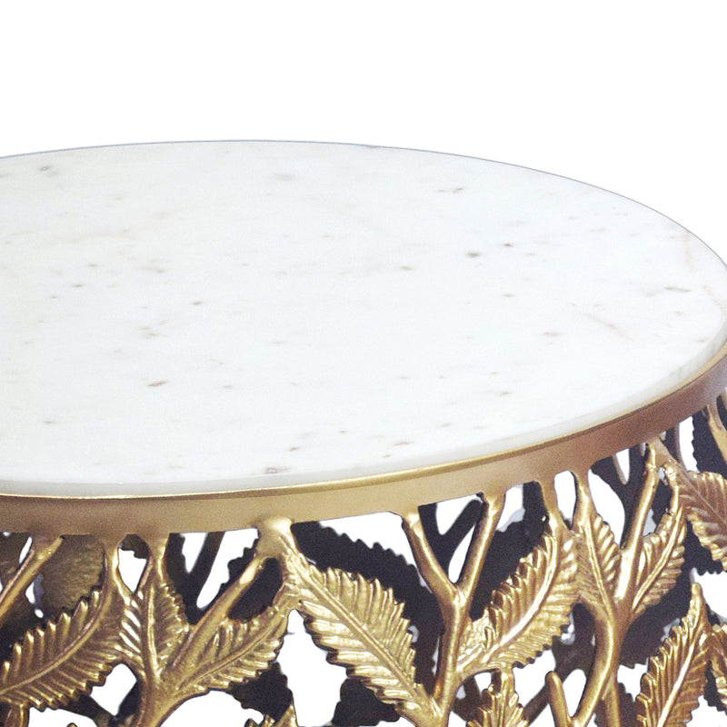 Satztische 2er-Set Gold mit Marmor-Tischplatten, Wohnling Alu-Gestell