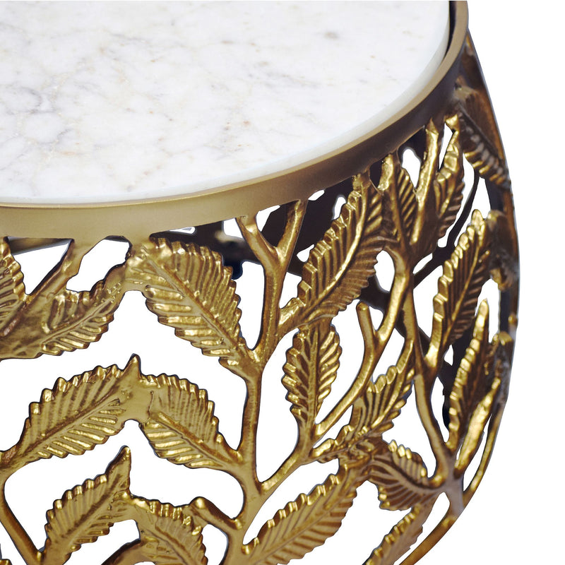 Satztische 2er-Set Gold mit Marmor-Tischplatten, Wohnling Alu-Gestell