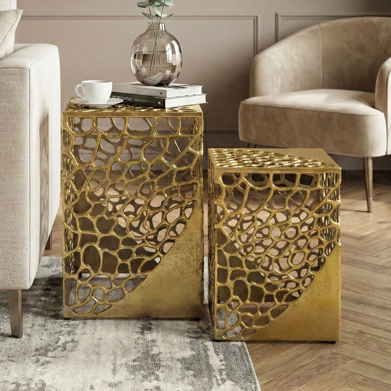 Beistelltisch Satztische 2er Set Aluminium Gold von Wohnling