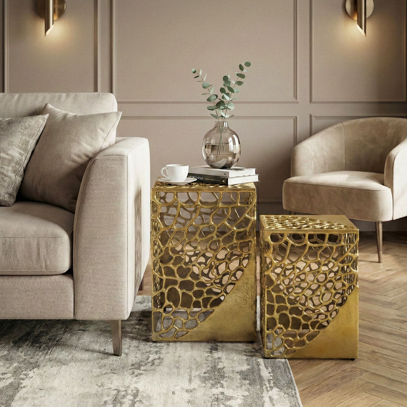 Beistelltisch Satztische 2er Set Aluminium Gold von Wohnling