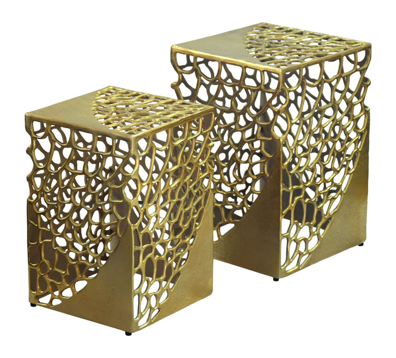 Beistelltisch Satztische 2er Set Aluminium Gold von Wohnling