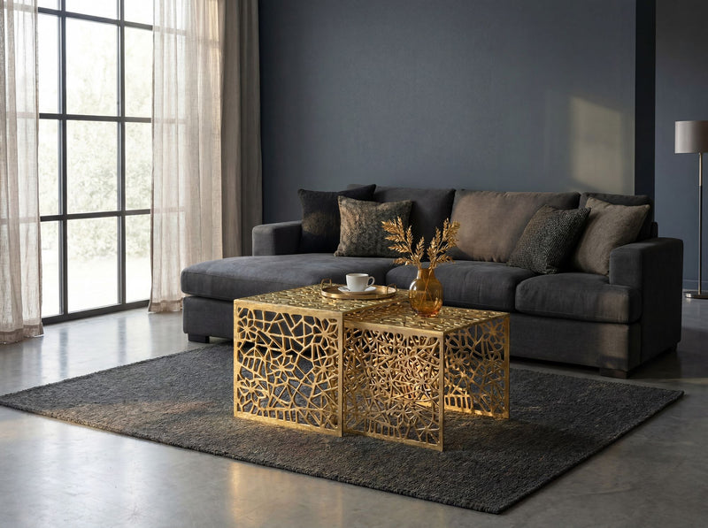 Satztisch-Set Aluminium Gold, 2-teilig im modernen Design von Wohnling