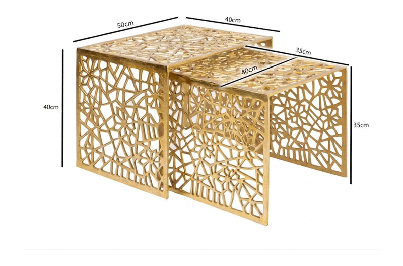 Satztisch-Set Aluminium Gold, 2-teilig im modernen Design von Wohnling