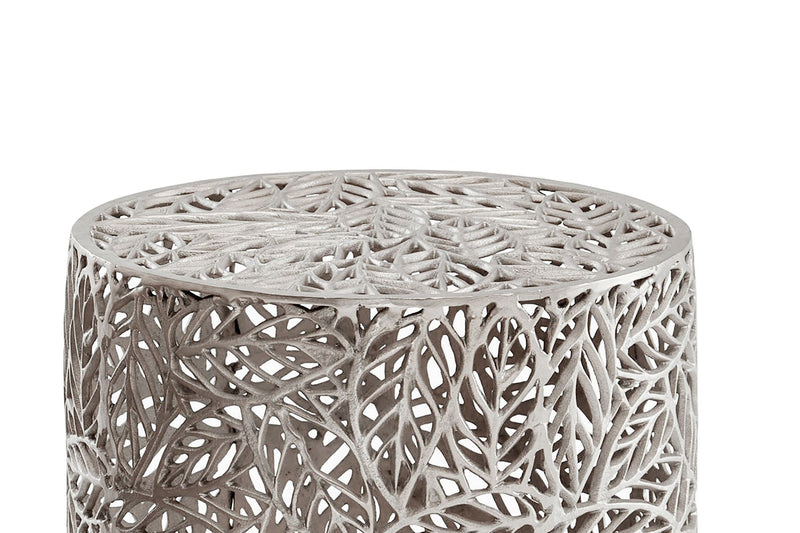 Satztisch Aluminium 2er-Set in Silber mit Blattmuster von Wohnling
