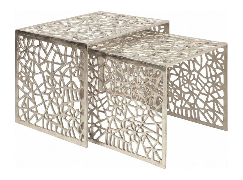 Satztische 2er-Set Aluminium Silber – Wohnling Couchtische modern