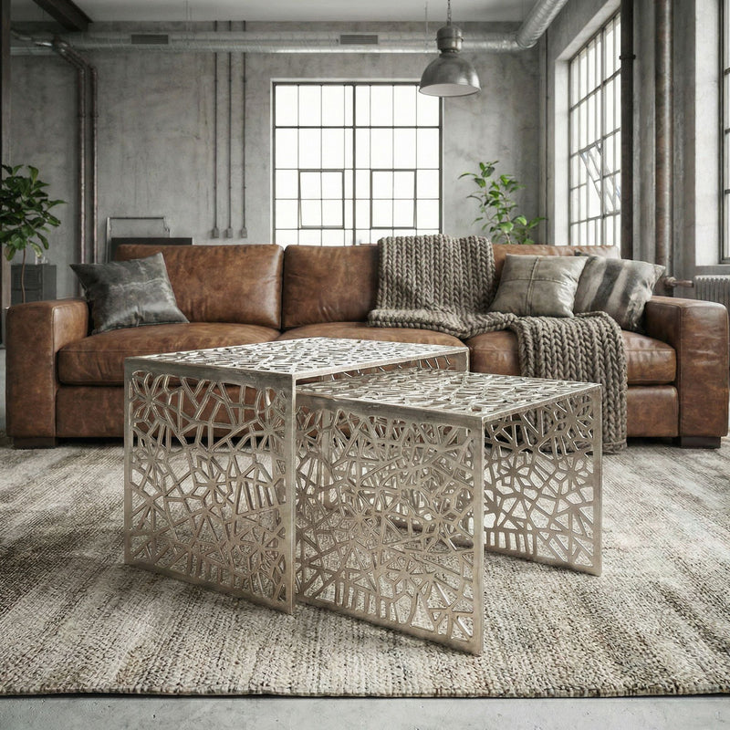 Satztische 2er-Set Aluminium Silber – Wohnling Couchtische modern