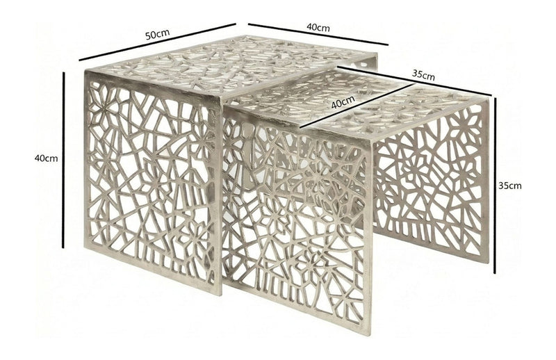 Satztische 2er-Set Aluminium Silber – Wohnling Couchtische modern