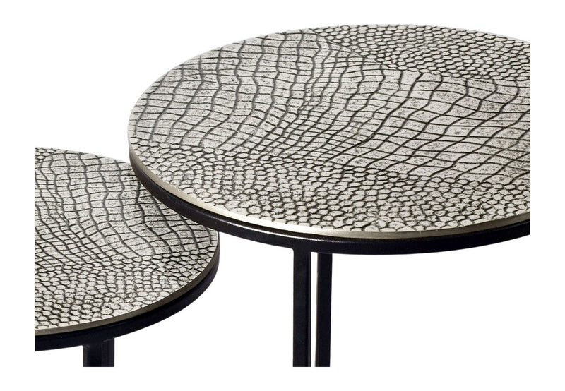 Satztisch 2er Set rund in Silber mit Metallgestell von Wohnling