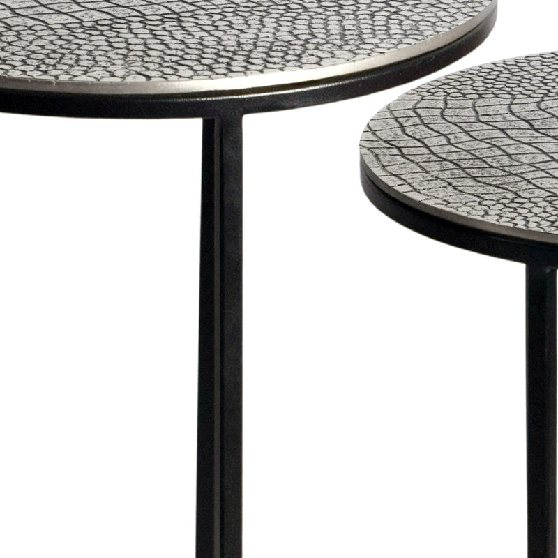 Satztisch 2er Set rund in Silber mit Metallgestell von Wohnling