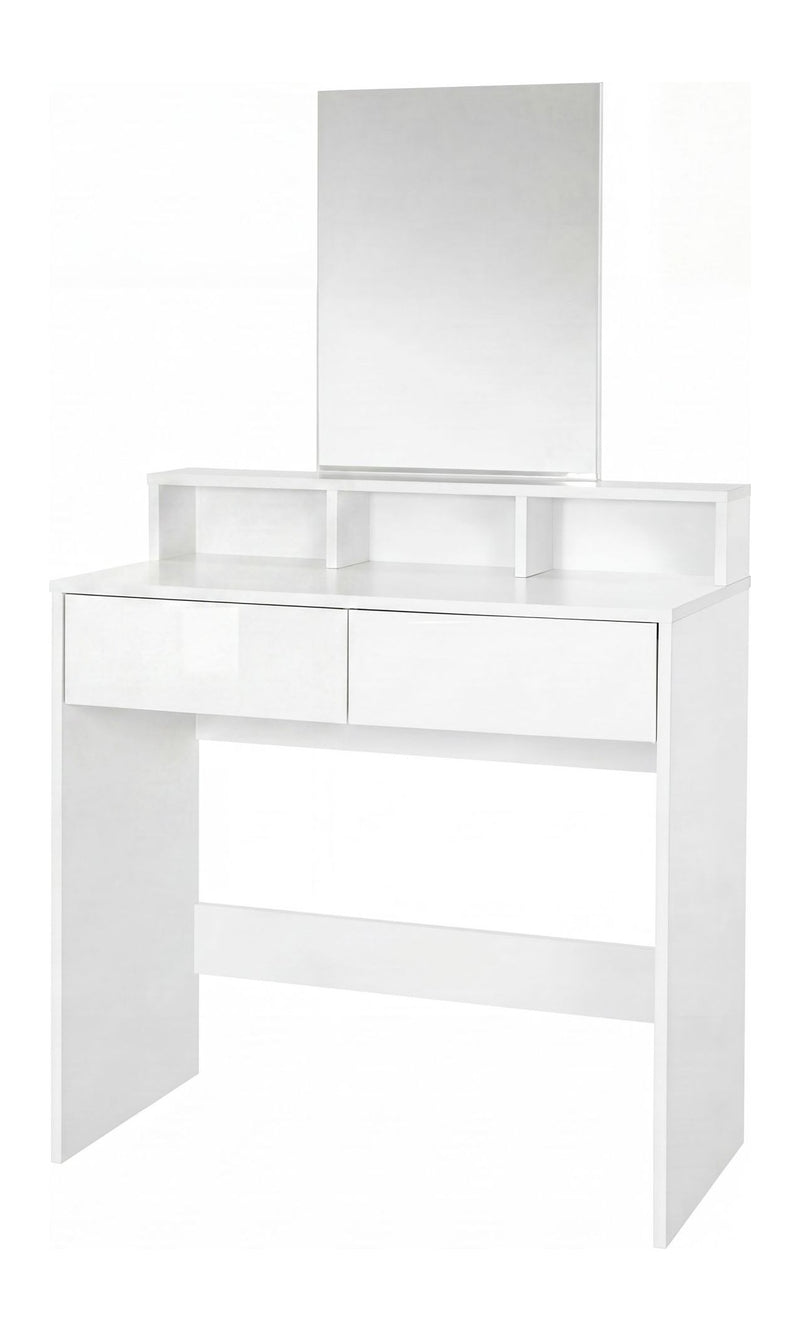 Schminktisch Weiß 80 cm mit Spiegel und Regal im Schlafzimmer-Design