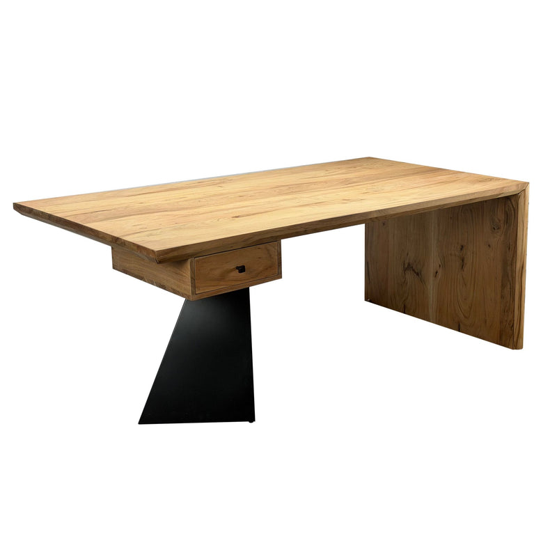 Schreibtisch Akazie Massivholz 180x90 cm mit Schublade, Industrial