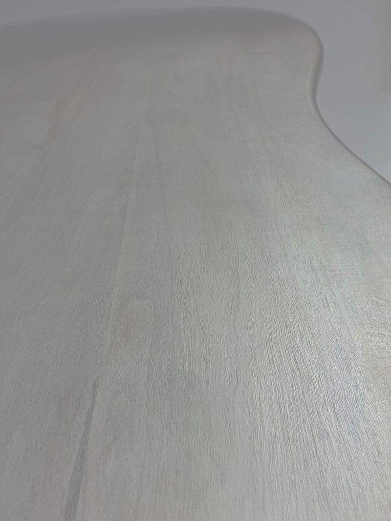 Schreibtisch Nierenform 180x90 cm Mango Massivholz Weiß Retro