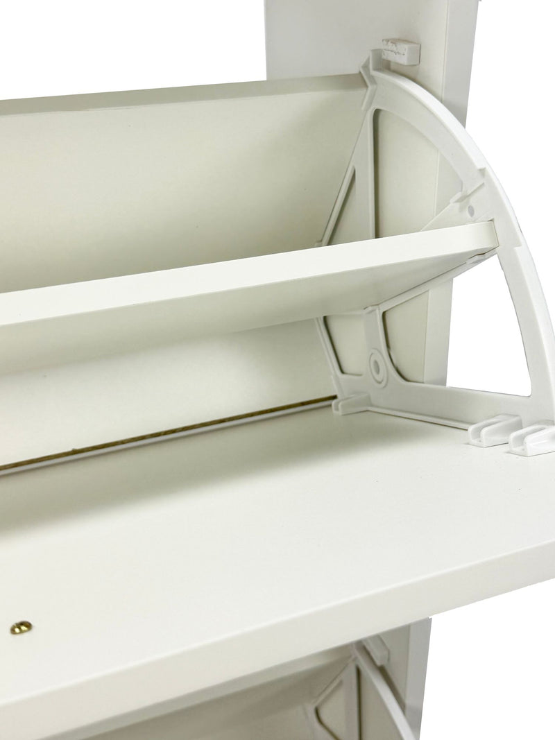 Schuhschrank Wohnling 85 cm in Weiß mit 2 Klappfächern und Ablage