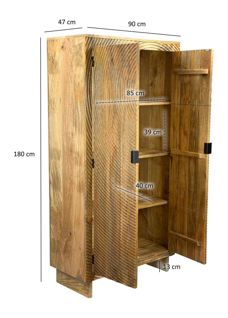 Massivholzschrank Mango 180cm, Kleiderschrank im Landhaus-Design