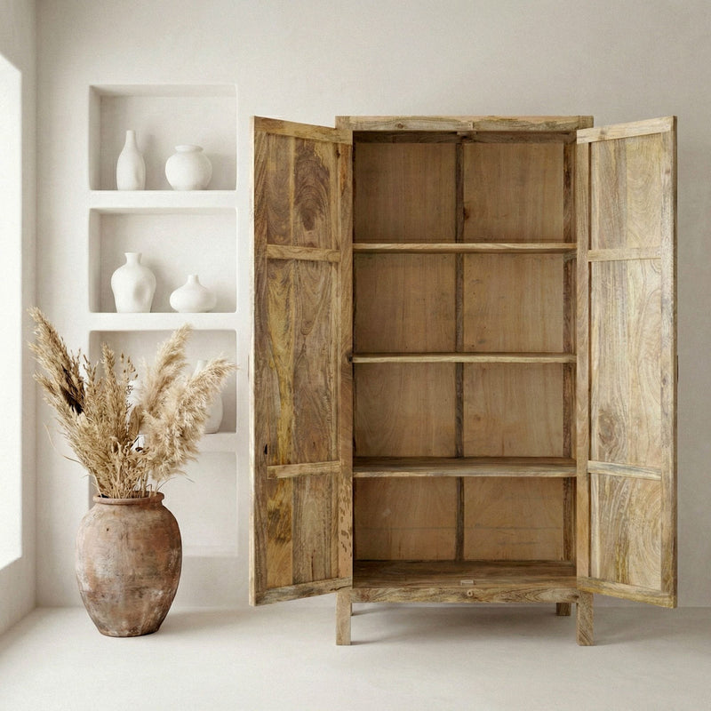 Massivholzschrank Mango 180cm, Kleiderschrank im Landhaus-Design