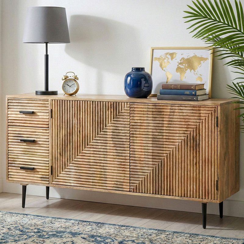 Sideboard Mango Massivholz 160 cm mit Metallbeinen