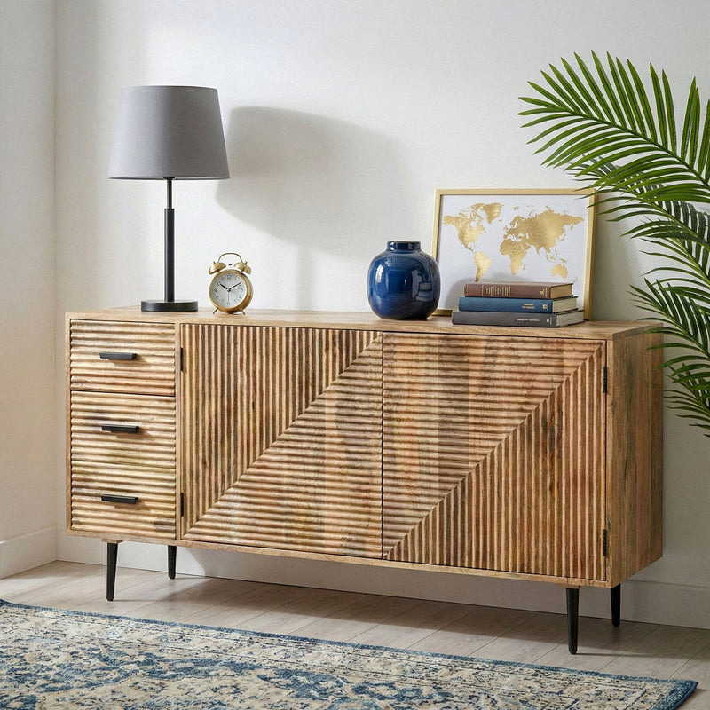 Sideboard Mango Massivholz 160 cm mit Metallbeinen