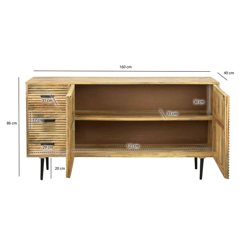 Sideboard Mango Massivholz 160 cm mit Metallbeinen