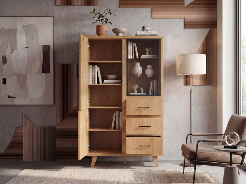 Sideboard Eiche 188 cm mit Türen, Schubladen & Regal – Wohnling
