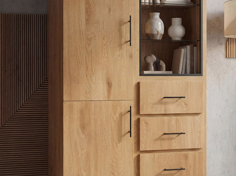 Sideboard Eiche 188 cm mit Türen, Schubladen & Regal – Wohnling