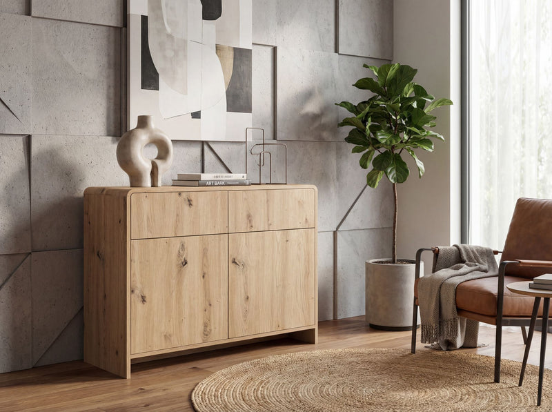 Sideboard Eiche Dekor 88 cm von Wohnling mit Push-to-Open-System