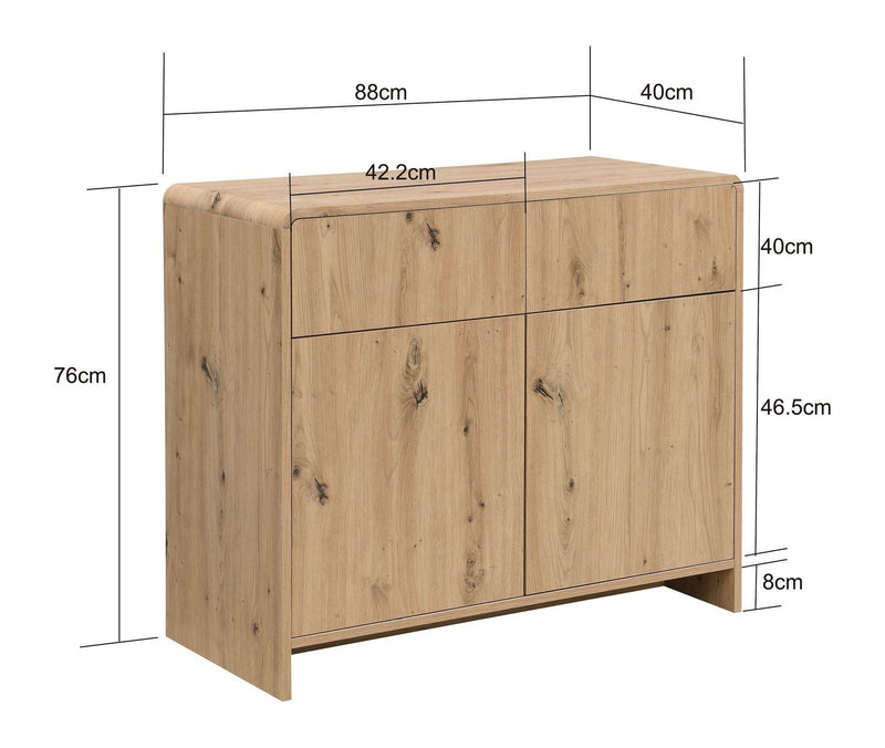 Sideboard Eiche Dekor 88 cm von Wohnling mit Push-to-Open-System