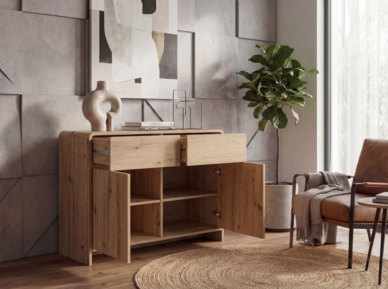 Sideboard Eiche Dekor 88 cm von Wohnling mit Push-to-Open-System