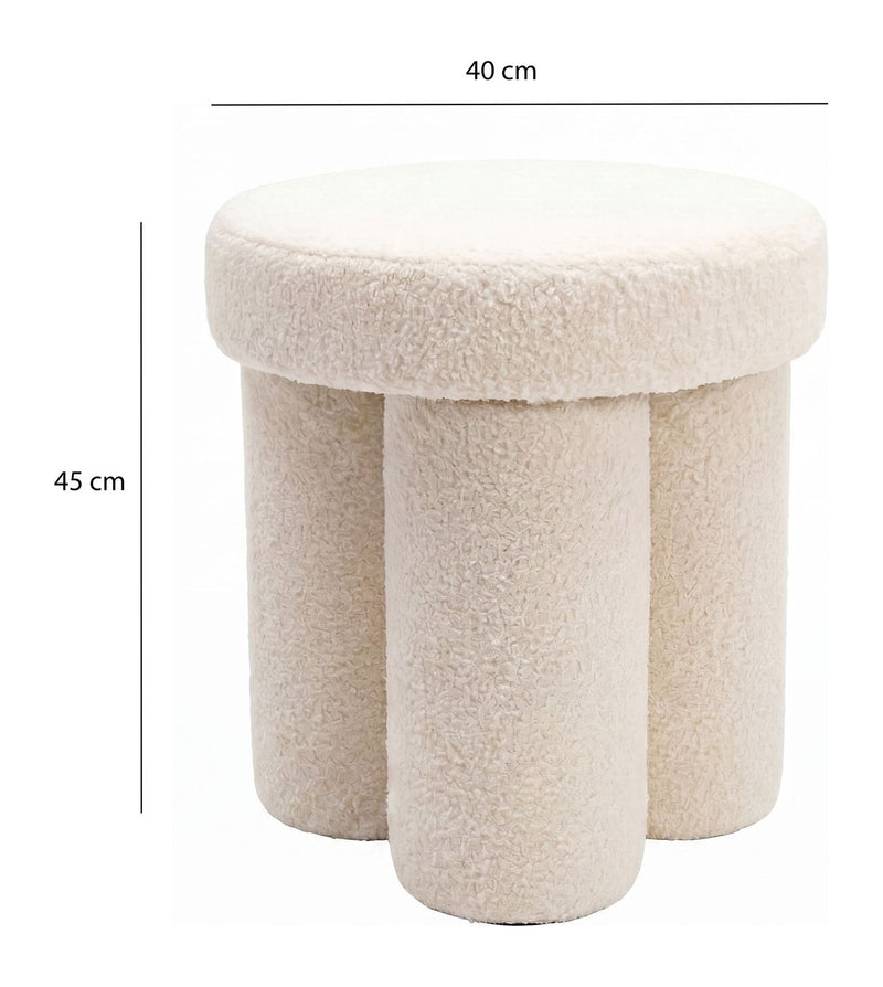 Sitzhocker Teddy Creme rund, Polsterhocker im Boho-Stil Wohnzimmer