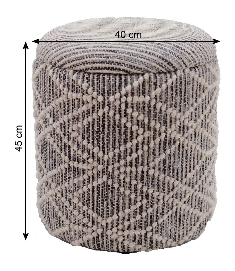 Sitzhocker Boho mit Stauraum, 40 cm Rund, Grau von Wohnling