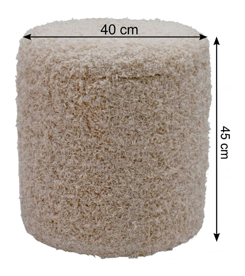 Sitzhocker Boho mit Stauraum aus Wolle, Beige Ø 40 cm, Wohnling