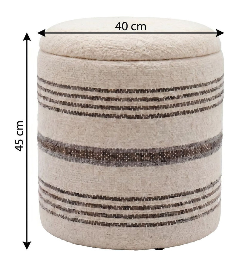Sitzhocker mit Stauraum aus Wolle, Beige – Boho Fußhocker von Wohnling