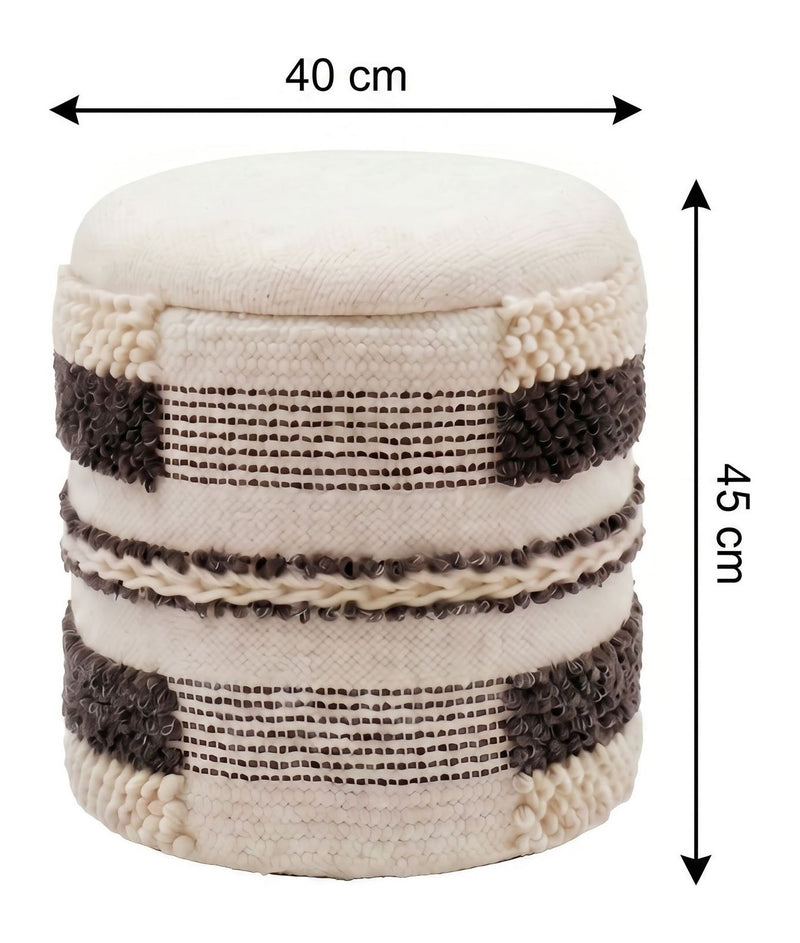 Sitzhocker mit Stauraum aus Wolle, Beige, Ø40 cm von Wohnling