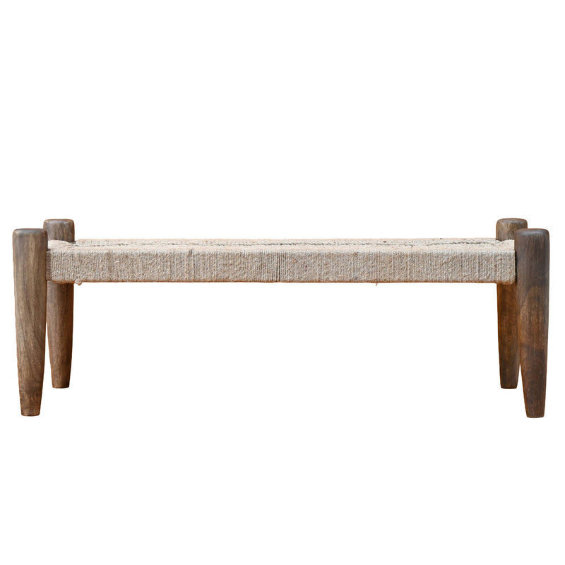 Sitzbank Mango Massivholz 120 cm mit Jute-Sitzfläche, Wohnling