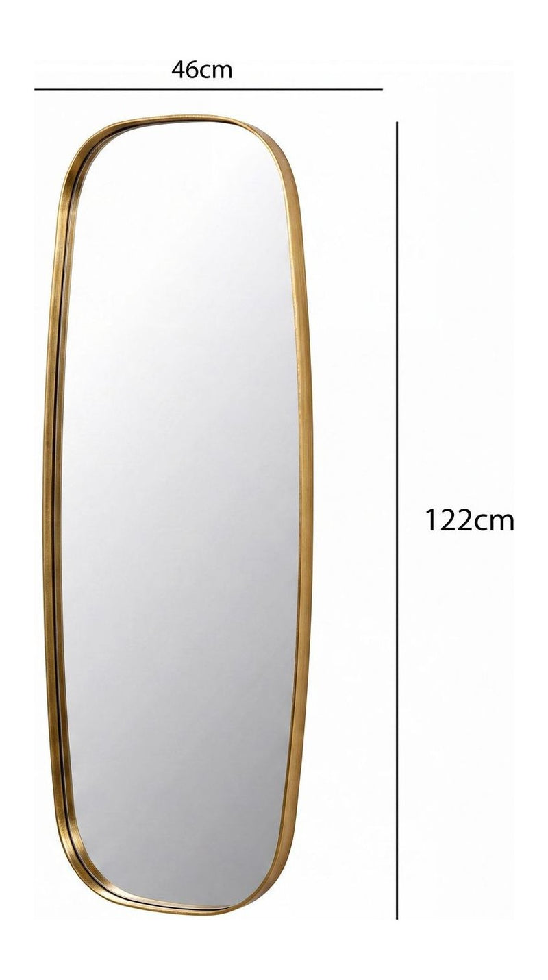 Wandspiegel Oval Gold 122x46cm mit goldenem Metallrahmen, Flurspiegel