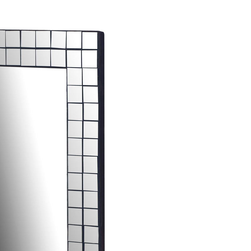 Wandspiegel Mosaik 60x90 cm Schwarz, MDF-Rahmen für Flur & Wohnzimmer