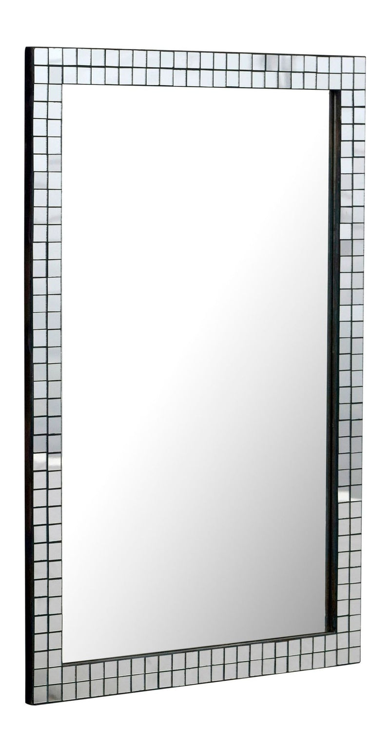 Wandspiegel Mosaik 60x90 cm Schwarz, MDF-Rahmen für Flur & Wohnzimmer