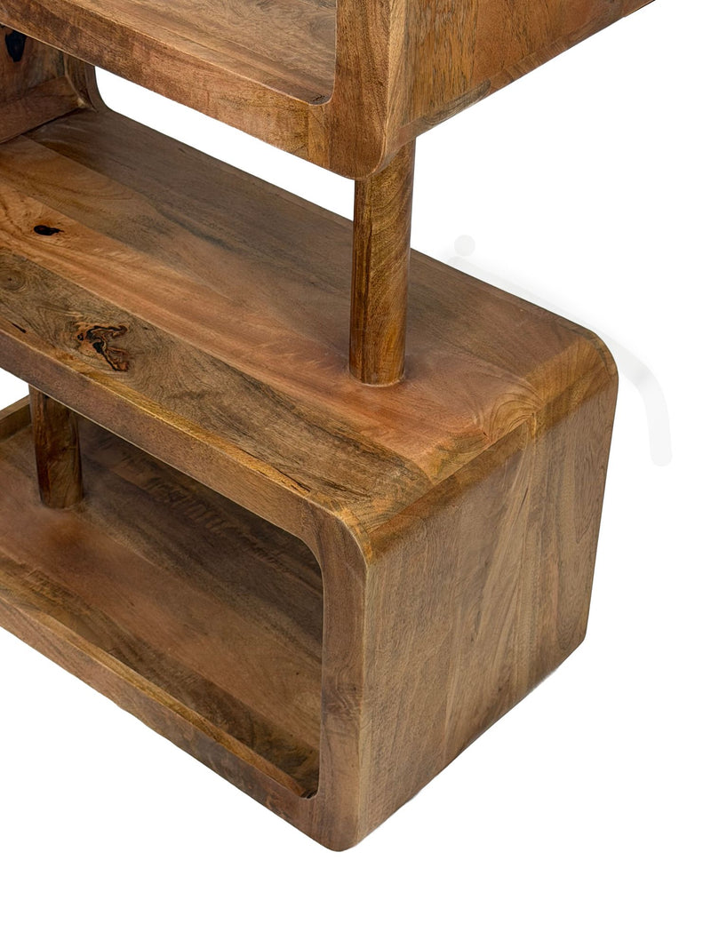 Standregal Mango Massivholz 80x160cm, Raumteiler im Zickzack-Design