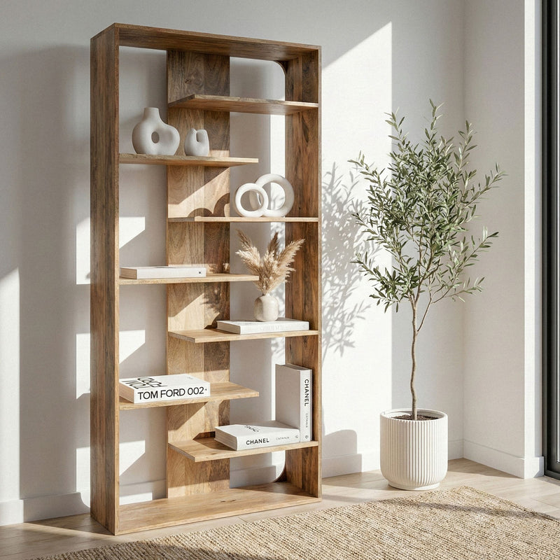 Bücherregal Standregal Mango Massivholz 200 cm als Raumteiler
