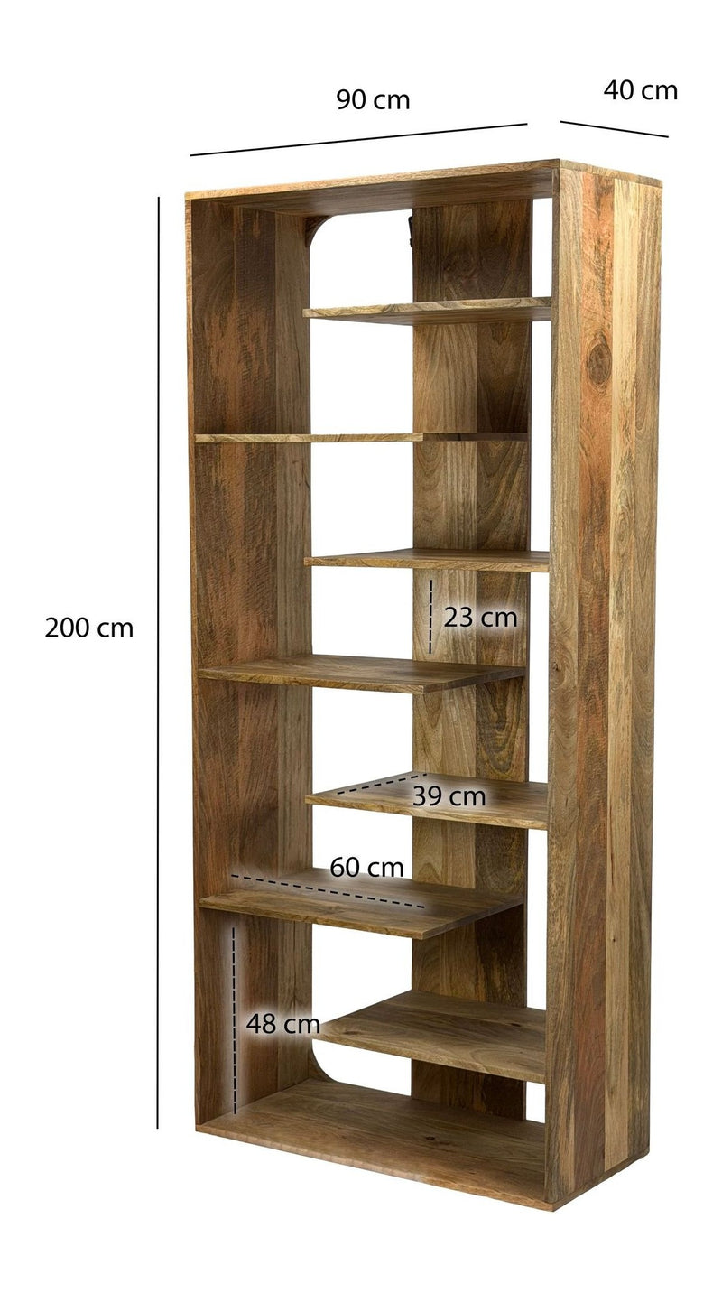 Bücherregal Standregal Mango Massivholz 200 cm als Raumteiler