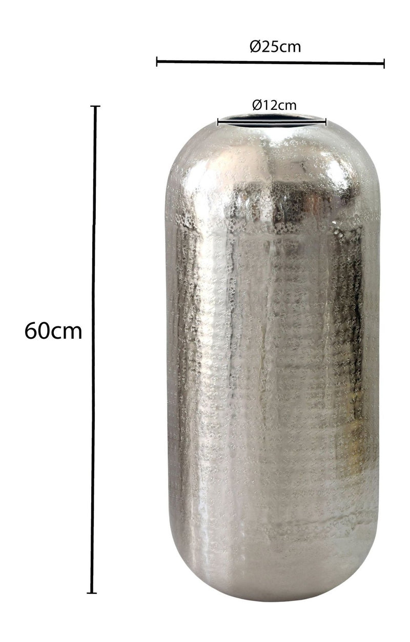 XXL Bodenvase Aluminium Silber 60 cm von Wohnling – Standvase Handmade