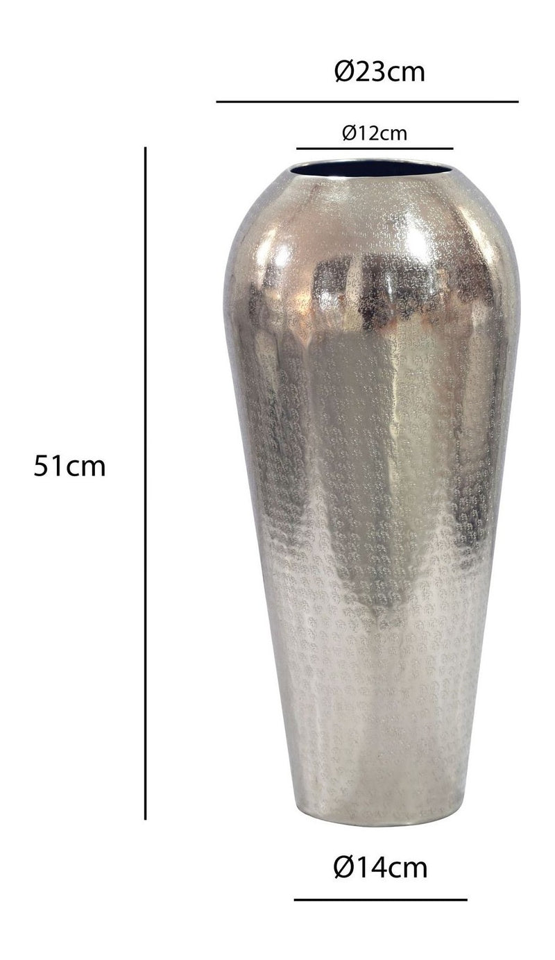 Bodenvase Aluminium 50 cm Silber – moderne Standvase, handgefertigt
