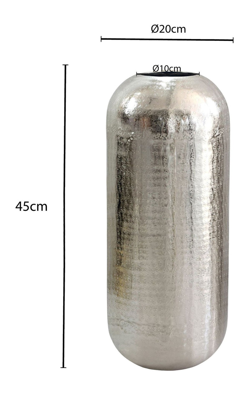 Bodenvase Aluminium 45 cm Silber – Handgefertigte Dekovase