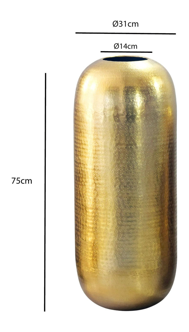 Bodenvase Aluminium 75cm Gold – XXL Standvase modern, handgefertigt