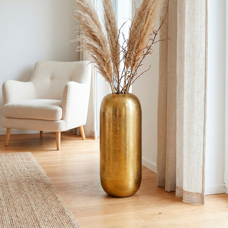 Bodenvase Aluminium Gold 60 cm - Handgefertigte Standvase von Wohnling