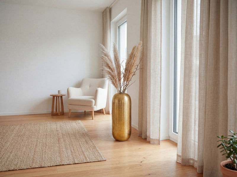 Bodenvase Aluminium Gold 60 cm - Handgefertigte Standvase von Wohnling