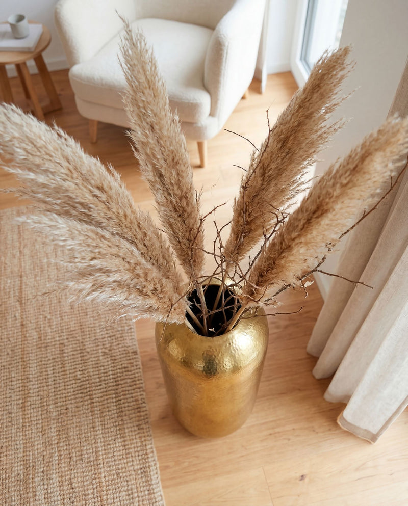 Bodenvase Aluminium Gold 60 cm - Handgefertigte Standvase von Wohnling